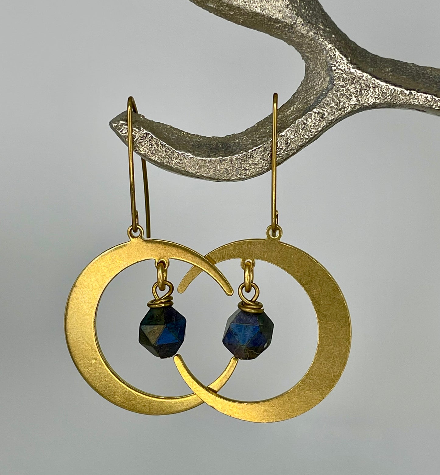 Waxing Crescent Earrings - Aura Labradorite