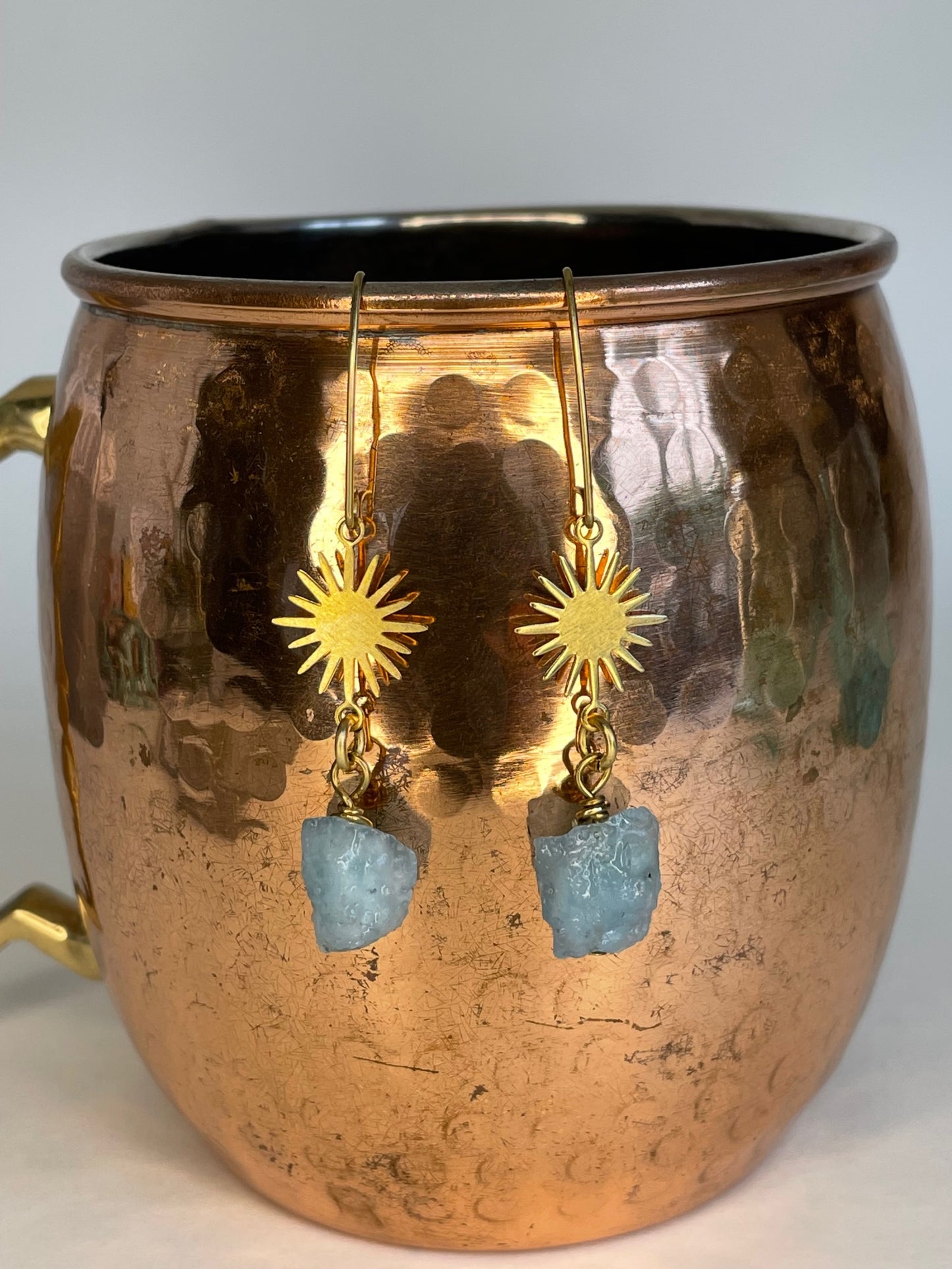 Sun Goddess Earrings - Aquamarine