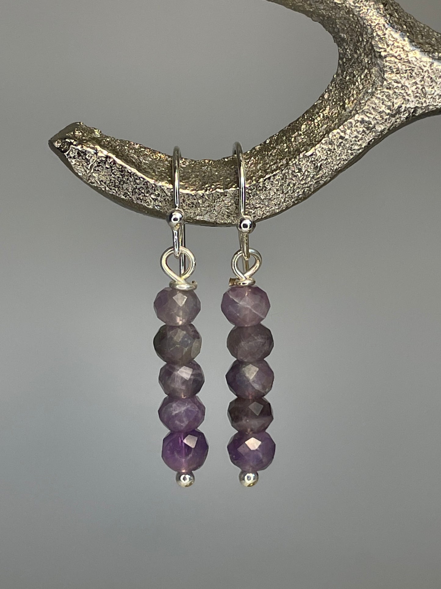 Microfaceted Amethyst with Smoky Quartz Earrings