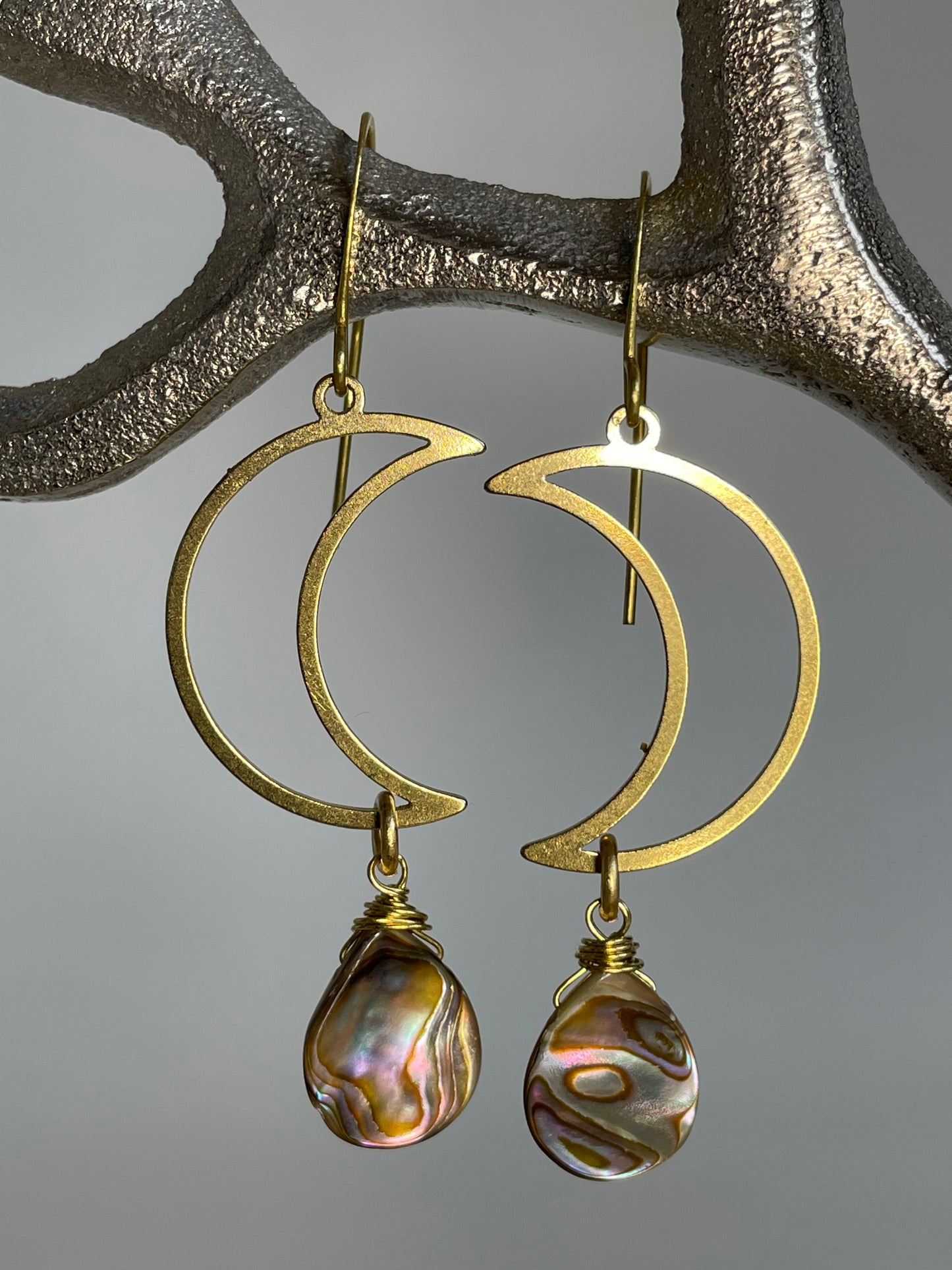 Abalone Moon Earrings