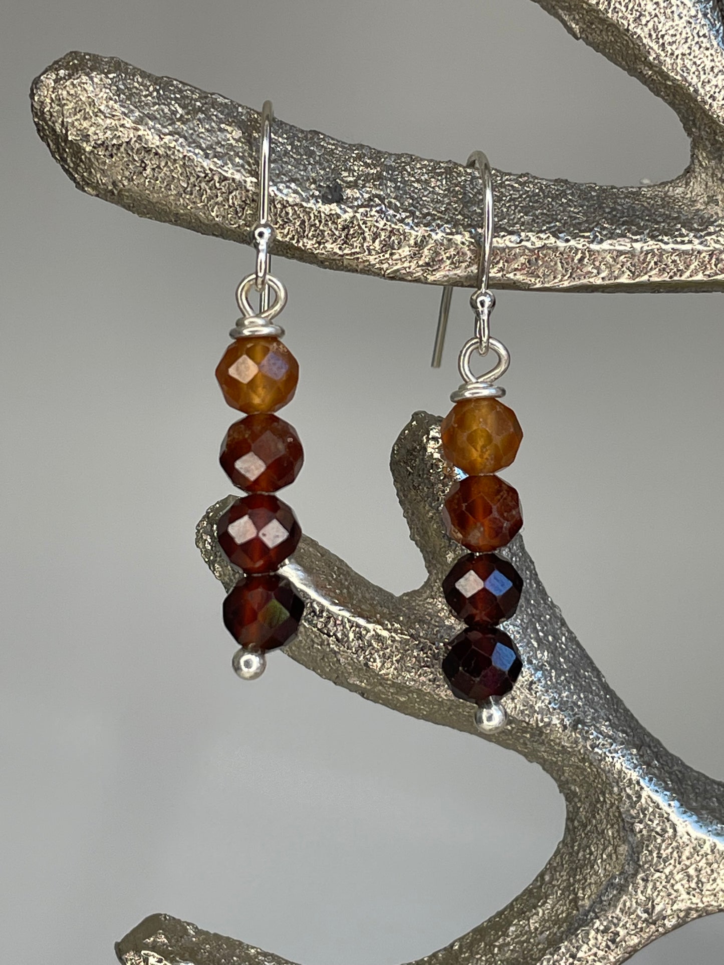Microfaceted Hessonite Garnet Earrings