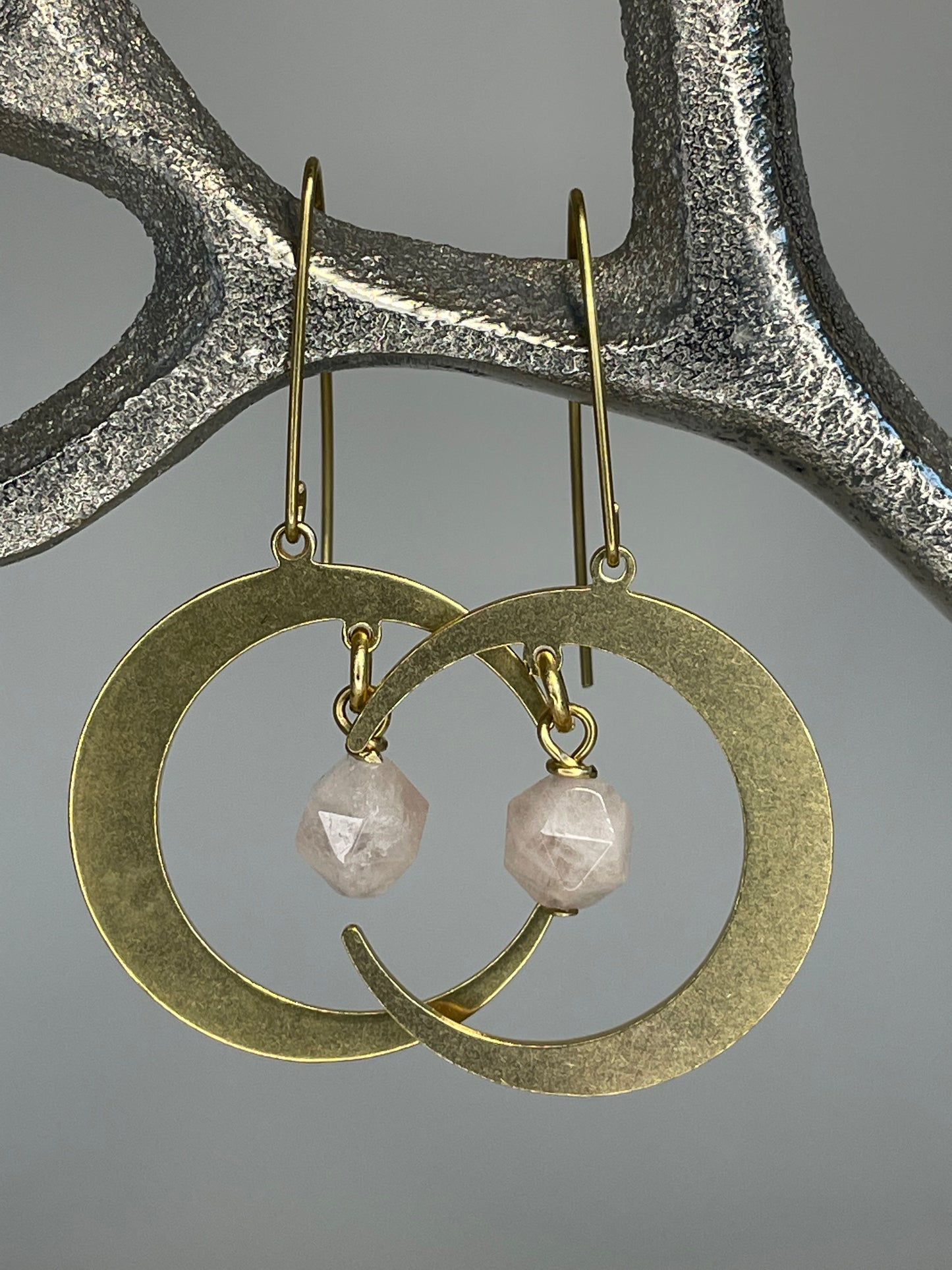 Waxing Crescent Earrings - Morganite