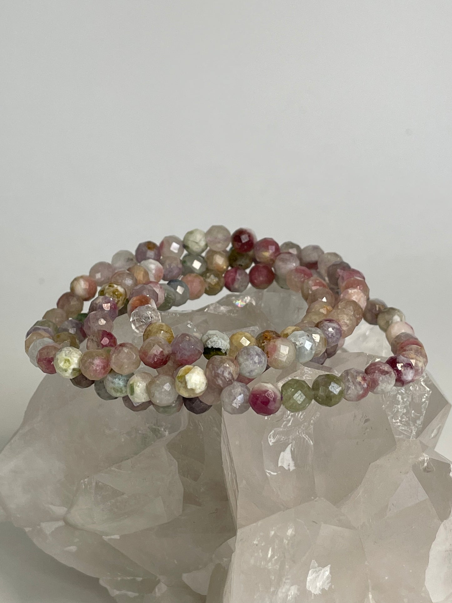 Microfaceted Tourmaline and Lepidolite Bracelet
